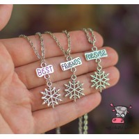 Кулон для троих друзей "Best Friends Forever. Пушистые снежинки. Цена за набор